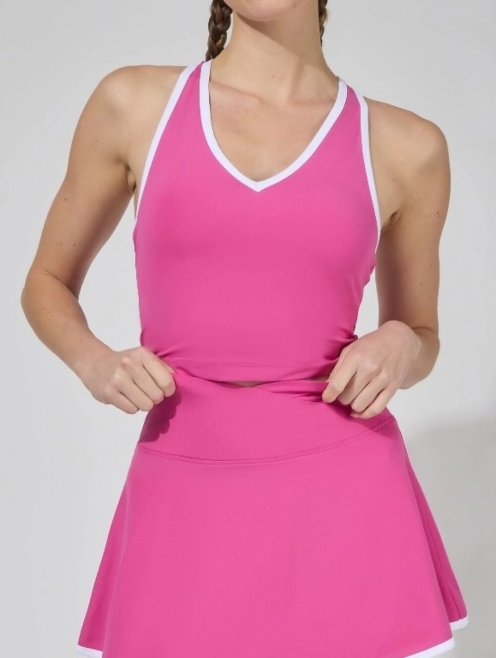 Yogalicious Hot Pink Tank with White Trim